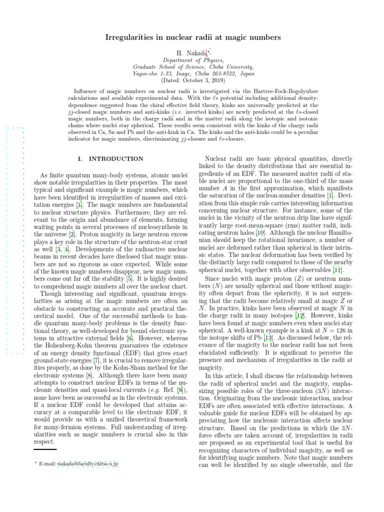 Irregularities in Nuclear Radii at Magic Numbers | PDF | Atomic Nucleus ...