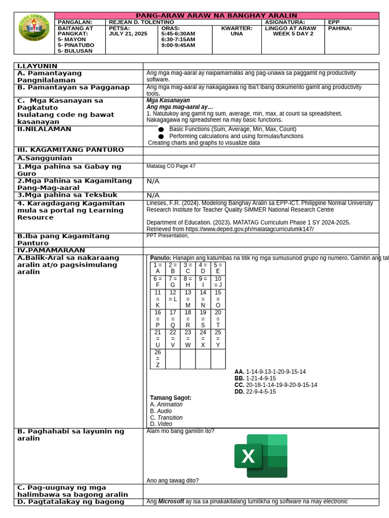 q1 Epp-Ict DLL Week 7 Day 1 | PDF