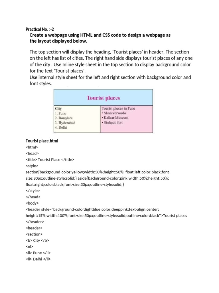 HTML/CSS Webpage for Tourist Places | PDF