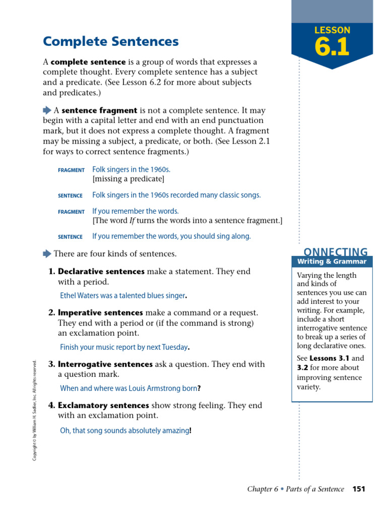 Understanding Complete Sentences | PDF | Sentence (Linguistics) | Question