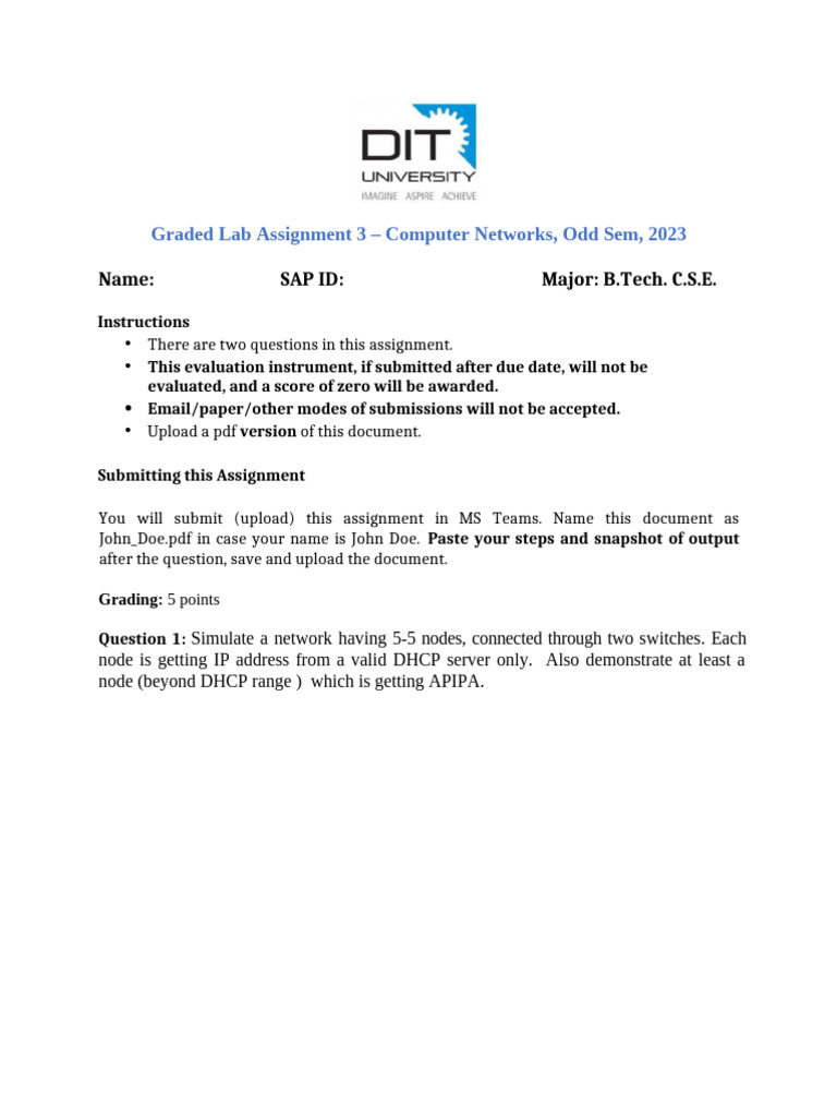 Computer Networks Lab Assignment 2023 | PDF