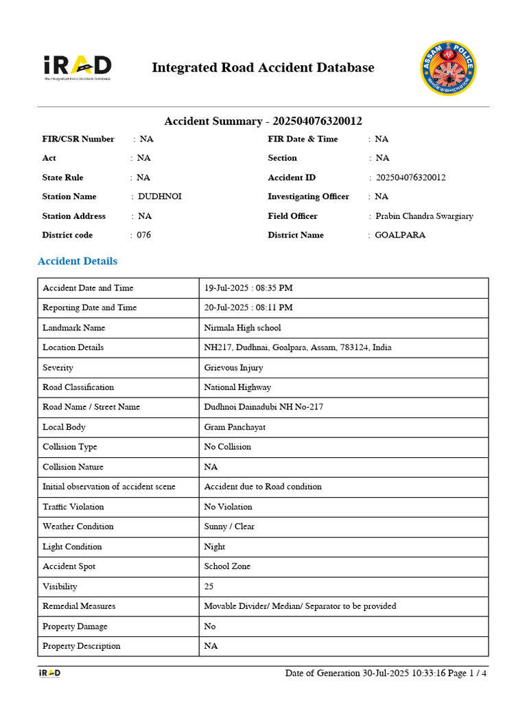 Accid 202504076320012 | PDF | Traffic Collision | Transport