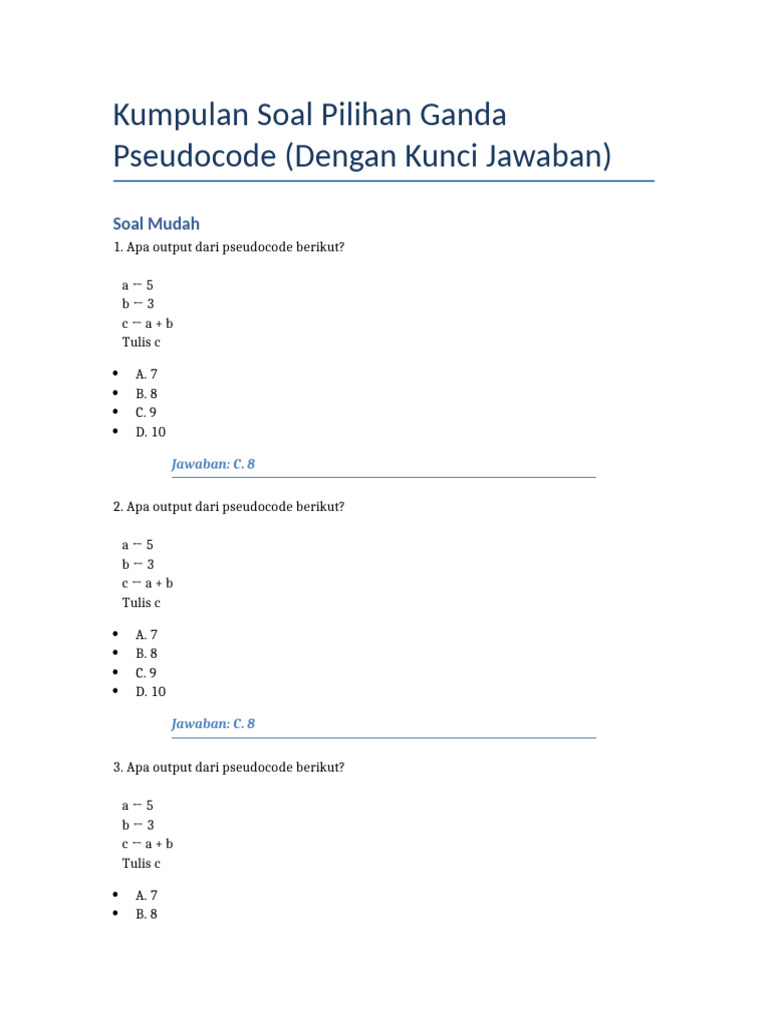 Soal Pseudocode dan Jawabannya | PDF