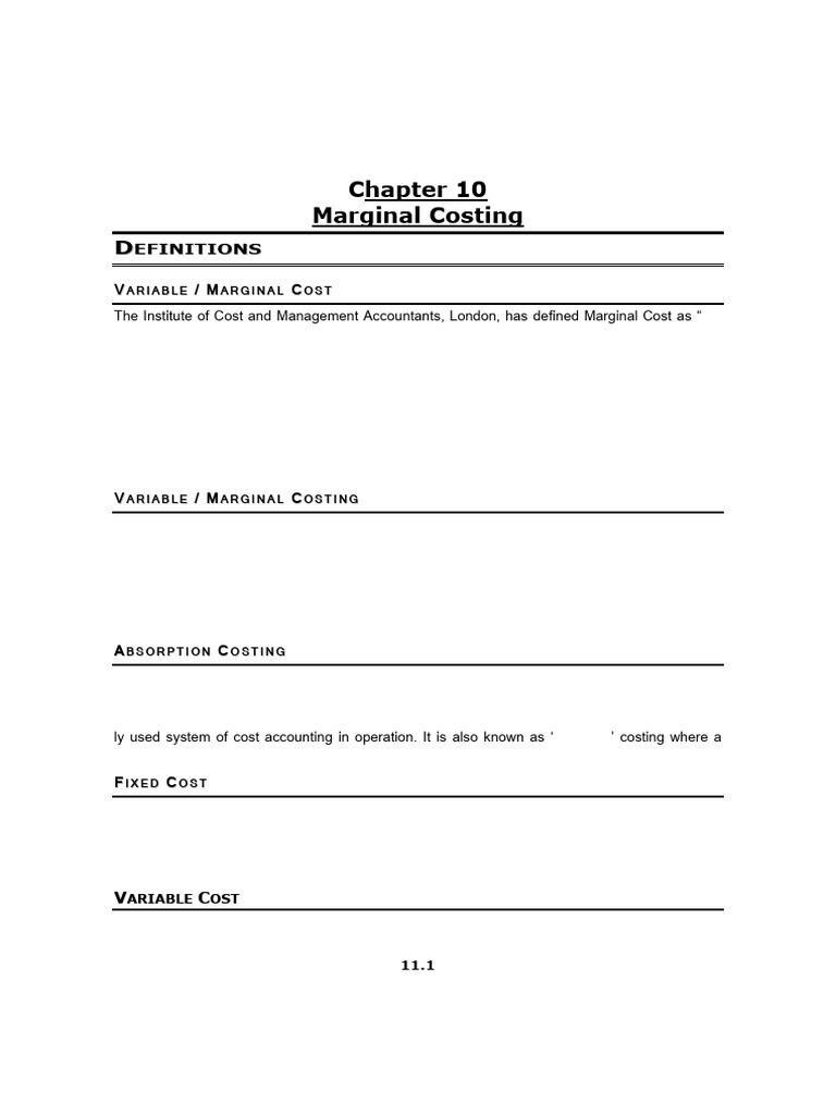 Marginal Costing in Management Accounting | PDF | Profit (Economics ...