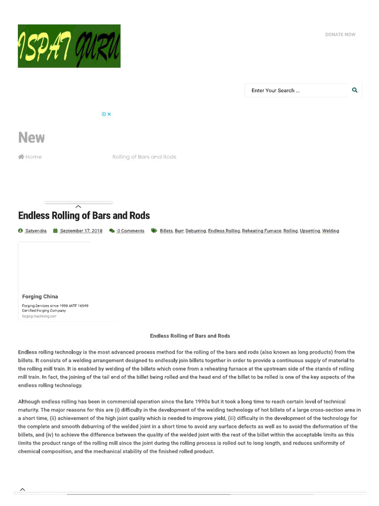 Endless Rolling of Bars and Rods | PDF
