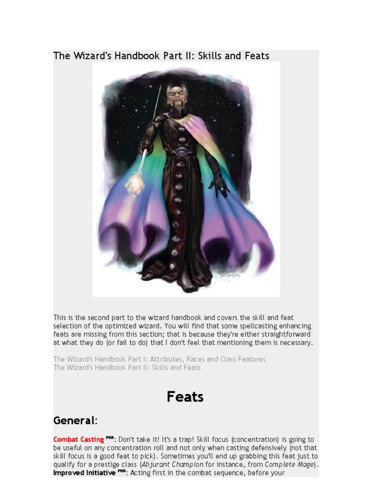The Wizard's Handbook Part II Skills and Feats PDF Tsr