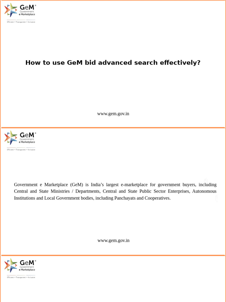 Effective Use of GeM Advanced Search | PDF