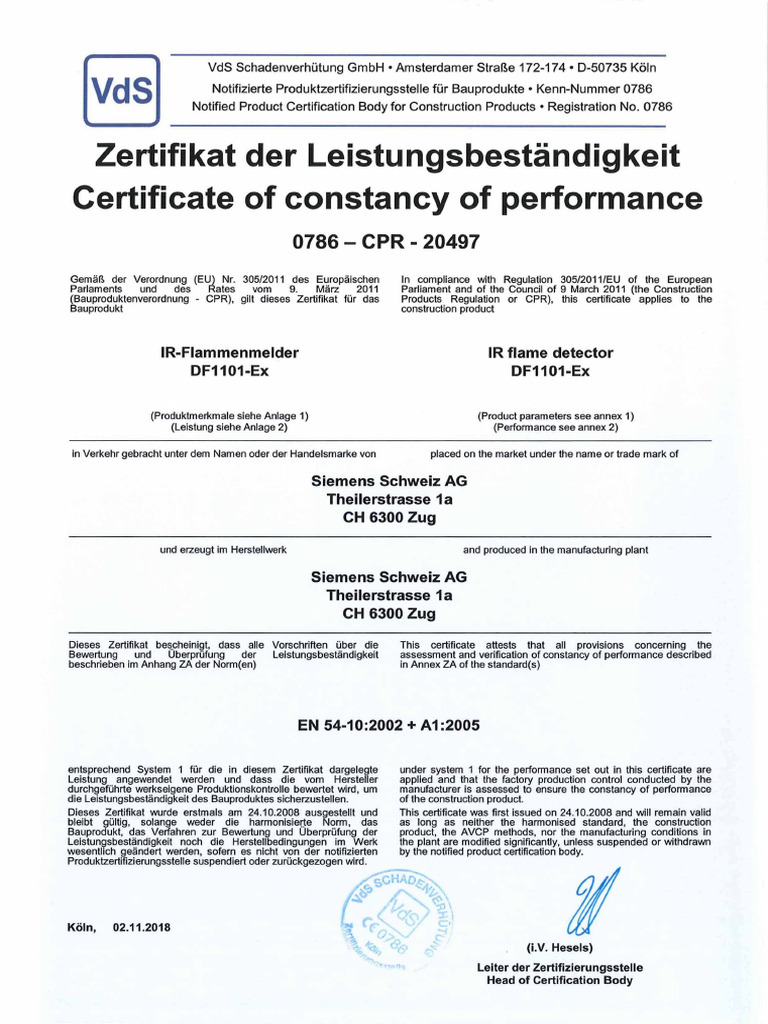 A6V10329647 - VDS Certificate - DF1101-Ex - de (2) 33 - p235 | PDF