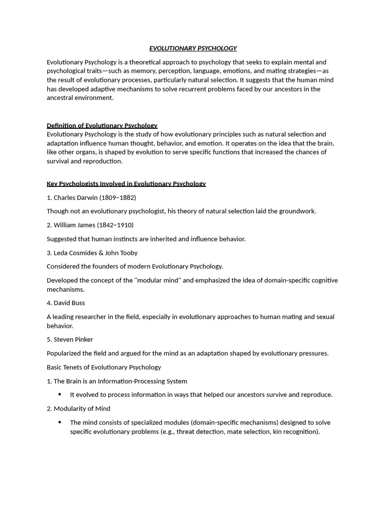 Understanding Evolutionary Psychology | PDF | Evolution | Biological ...