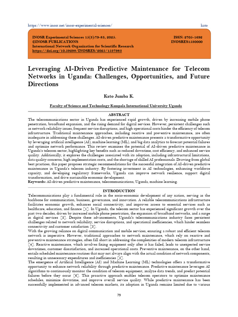 AI-Driven Predictive Maintenance in Uganda | PDF | Internet Of Things ...