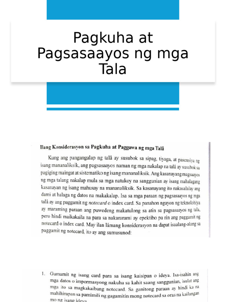 Pagkuha at Pagsasaayos NG Mga Tala | PDF