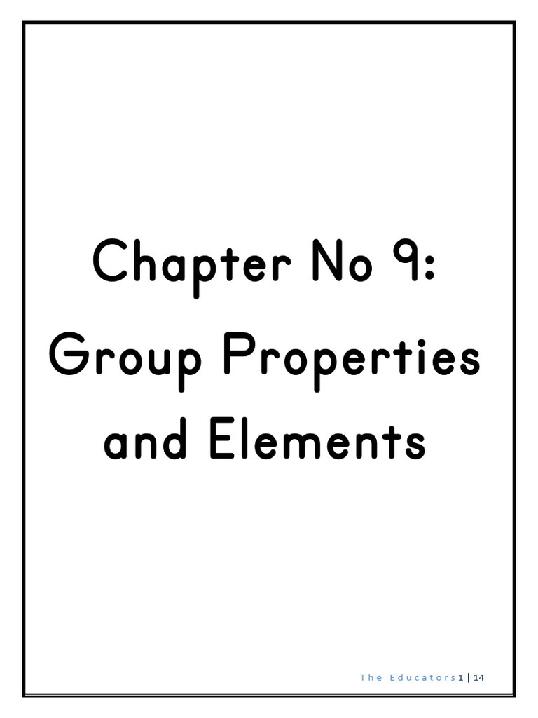 Chapter No 9 Group Elements and Properties Final | PDF