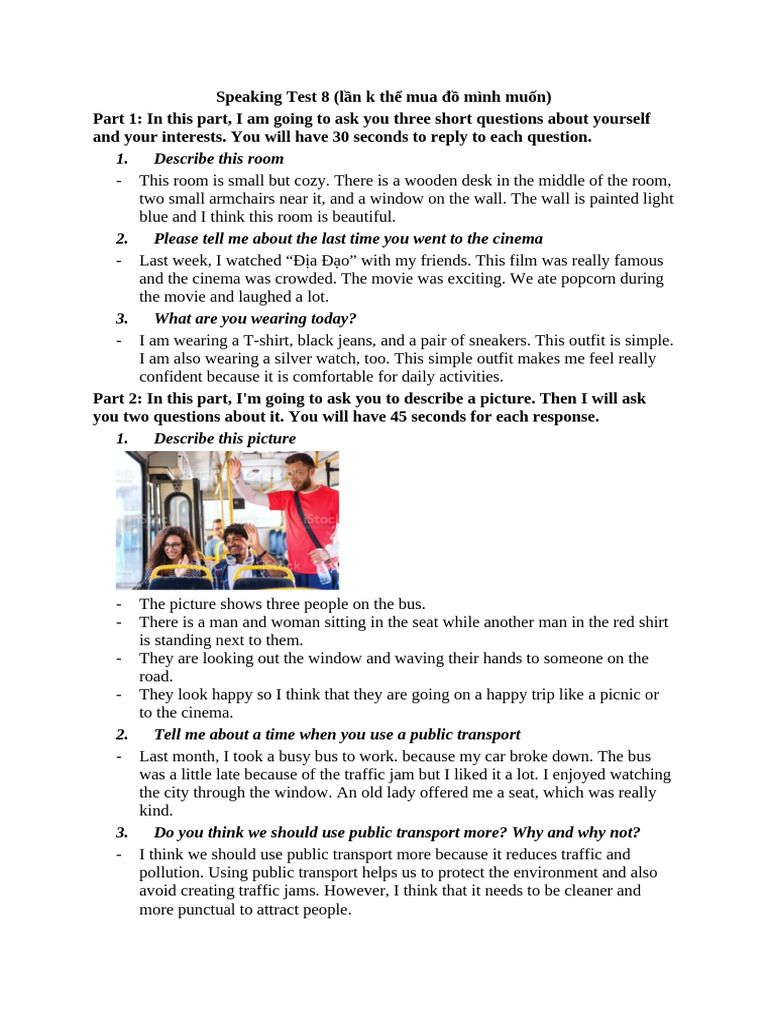 Speaking Test 8: Personal Experiences | PDF