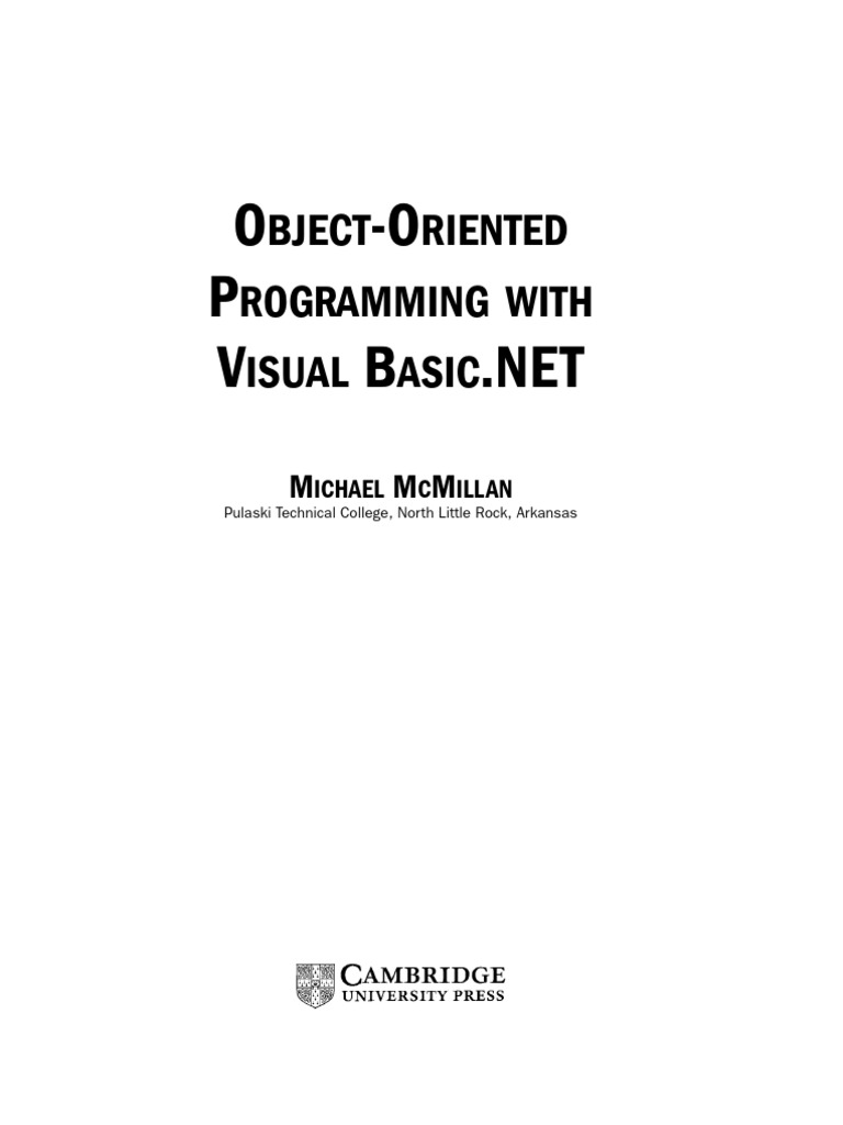 OOP With Visual Basic.net | PDF | Data Type | Boolean Data Type
