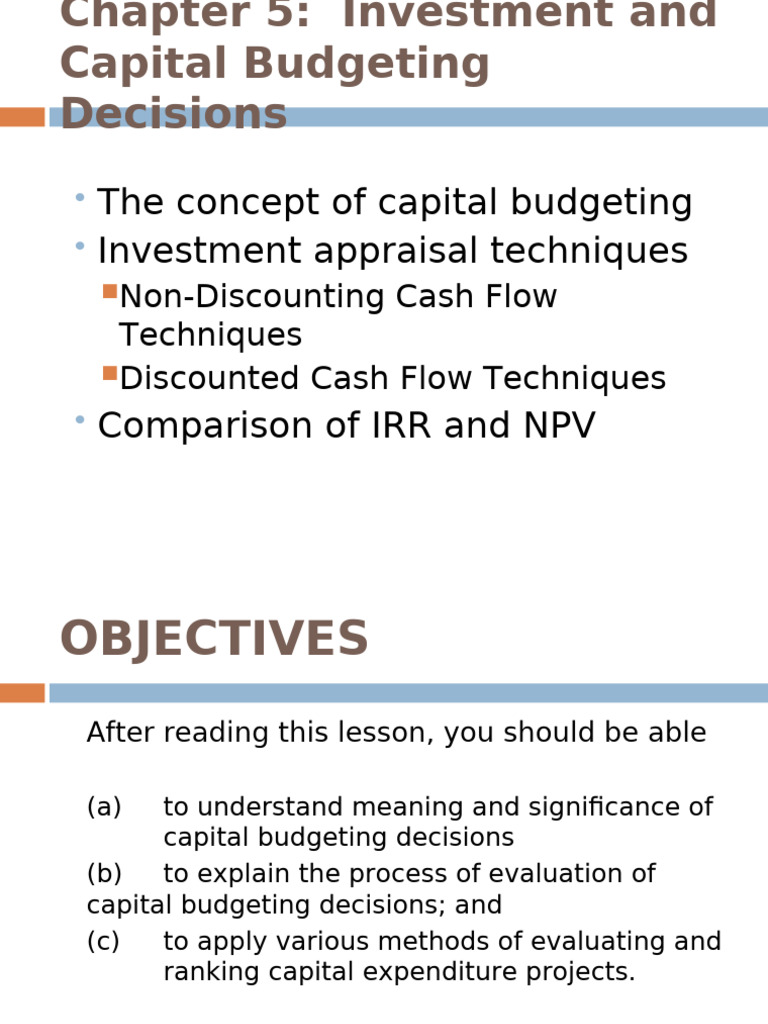Capital Budgeting and Investment Analysis | PDF | Capital Budgeting ...