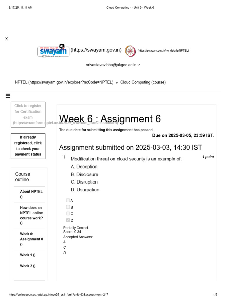 NPTEL Cloud Computing Week 6 Overview | PDF
