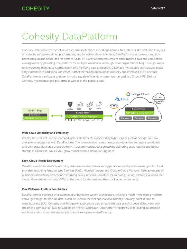 Cohesity DataPlatform Overview | PDF | Cloud Computing | Scalability