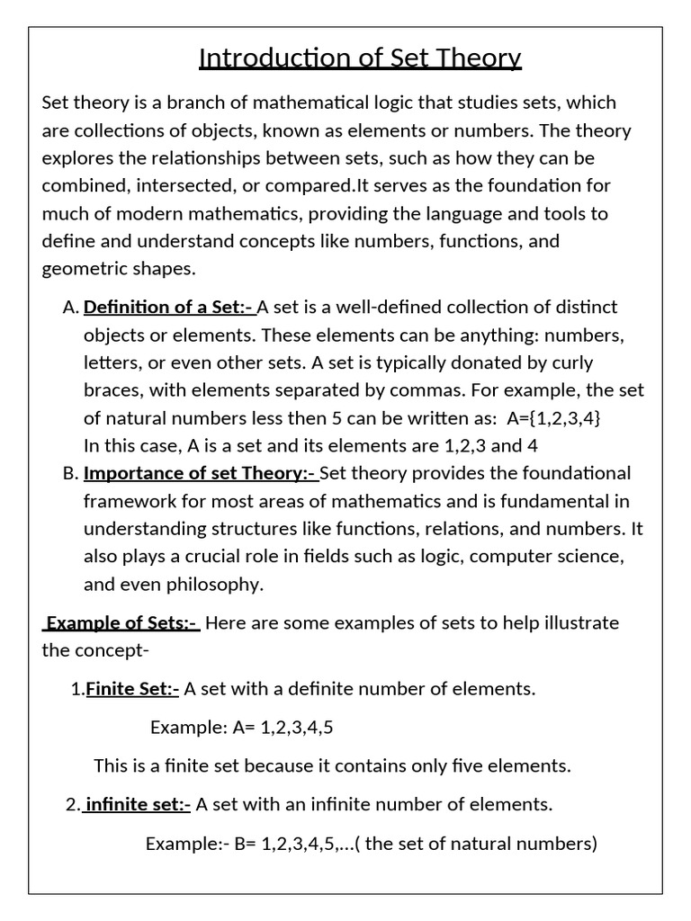 Introduction of Set Theory | PDF | Set (Mathematics) | Databases