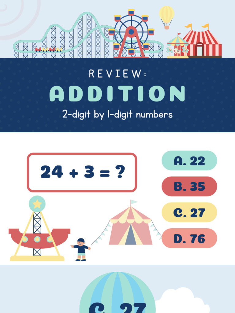 Addition With 2-Digit Numbers Review Activity Presentation in Colorful ...