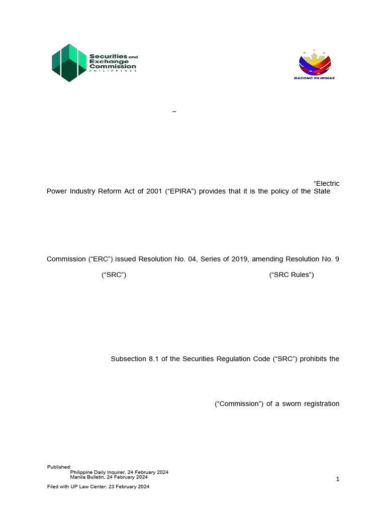 SEC Guidelines for PowerGen Securities | PDF | Securities (Finance ...