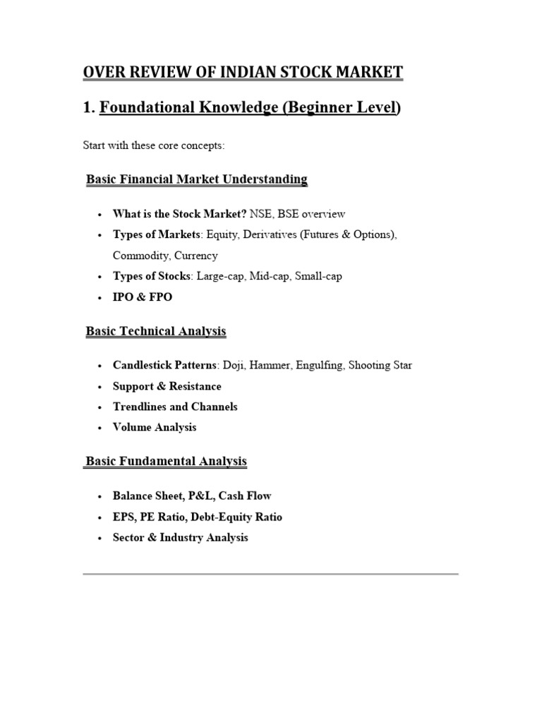 Indian Stock Market Overview Guide | PDF | Technical Analysis | Greeks ...