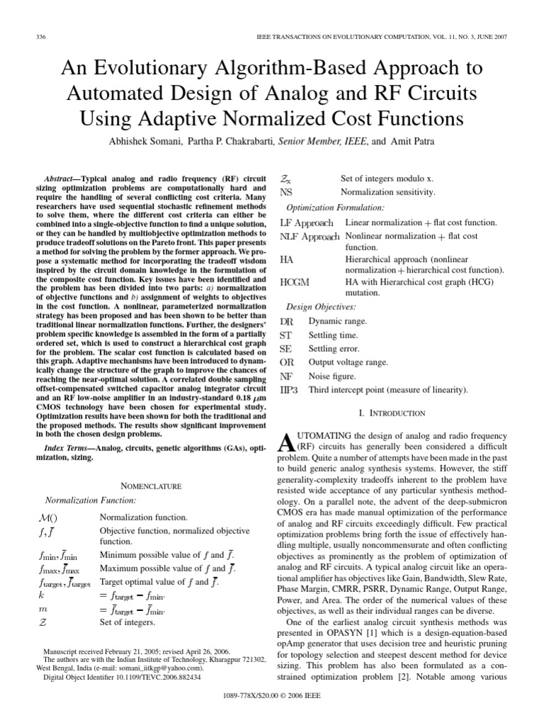 Evolutionary Algorithm for RF Circuit Design | PDF | Mathematical ...