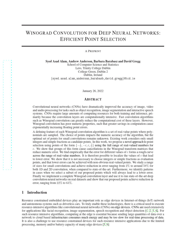 2022 Winograd Convolution For Deep Neural Networks - Alam | PDF | Fast ...