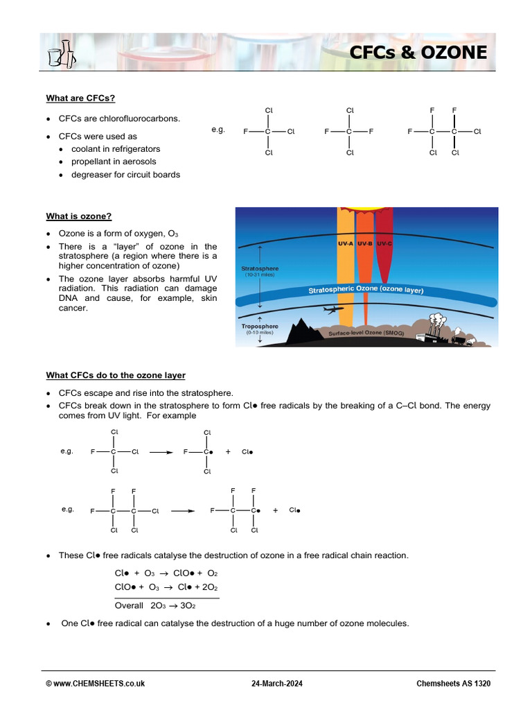 CFCs and Ozone Layer Impact | PDF | Ozone Depletion | Chlorofluorocarbon