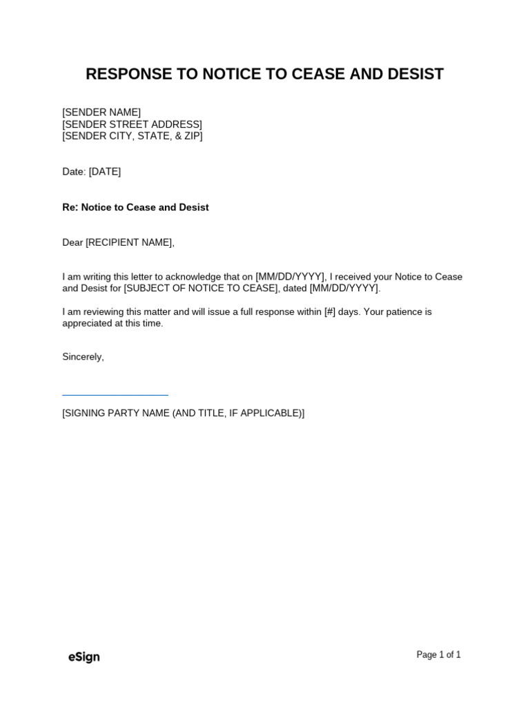 Response To Cease and Desist Letter | PDF