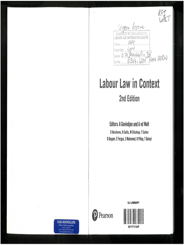 Labour Law in Context 2nd Ed Semester 1 | PDF