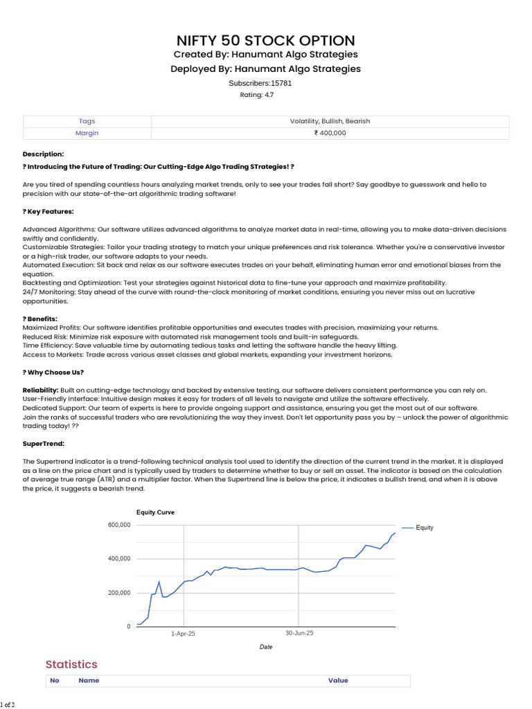 Nifty 50 Algo Trading Strategies Guide | PDF | Algorithmic Trading ...