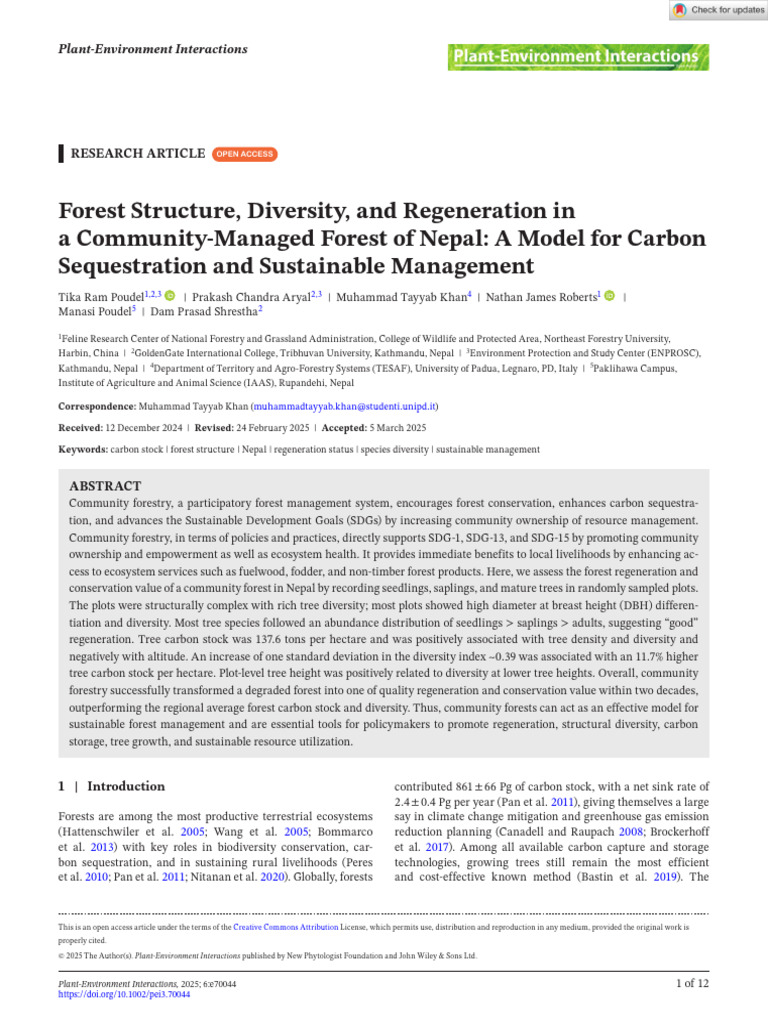Community Forestry in Nepal: A Model for Carbon Sequestration | PDF ...
