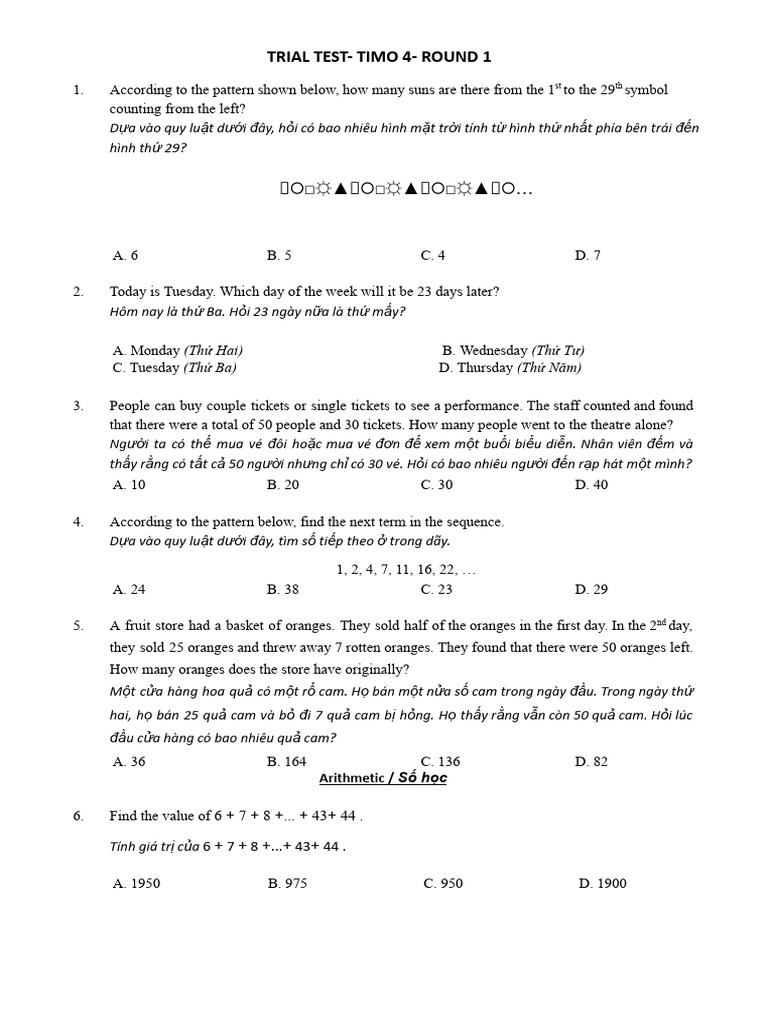 Trial Test Timo 4 - Round 1 | PDF