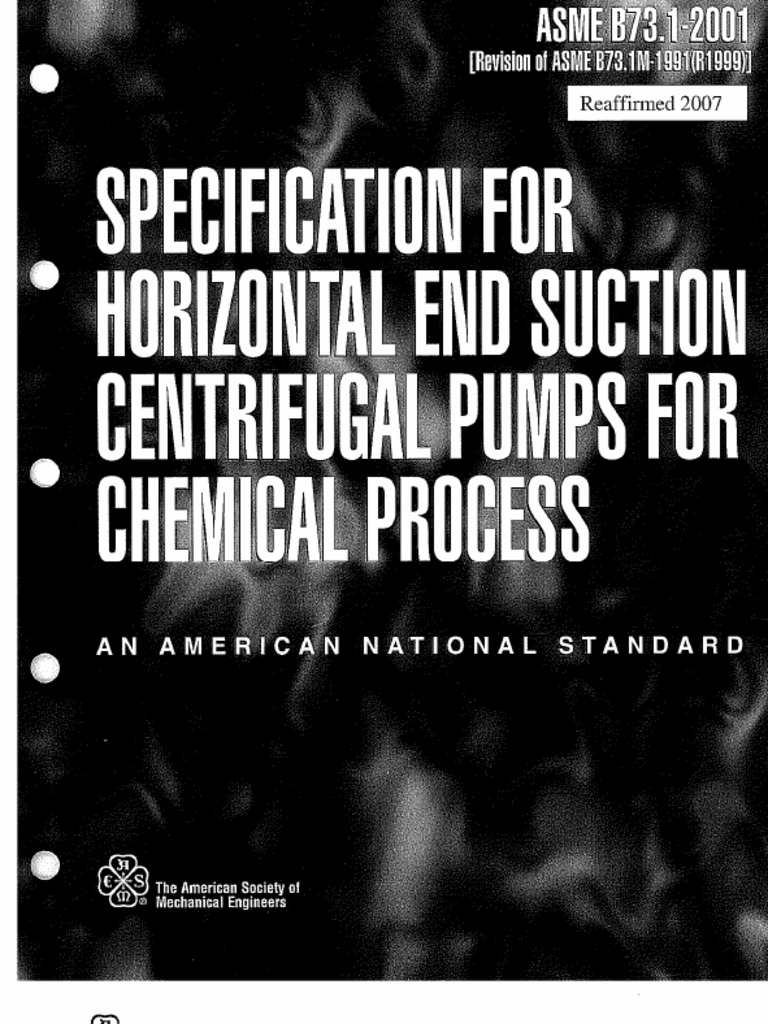 Asme Ansi b73.1 - 2001 (Reaffirmed 2007) | PDF