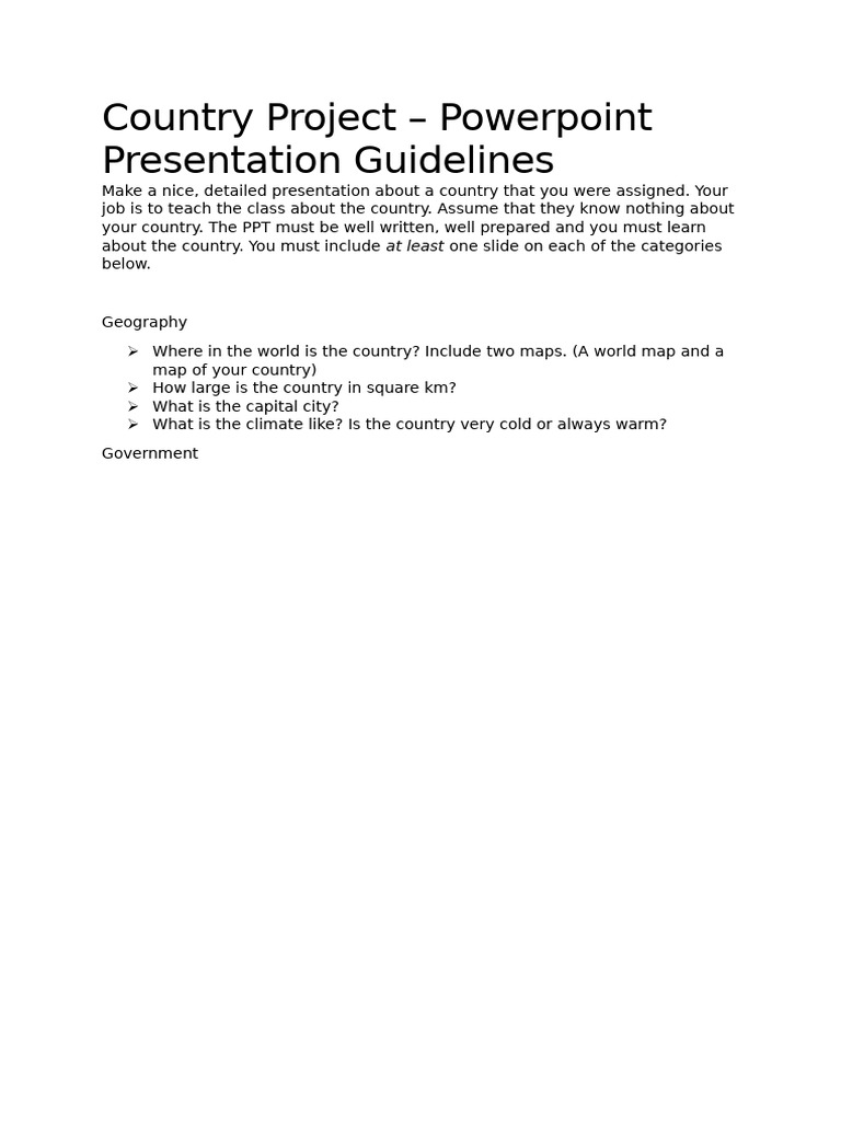 Country Project PowerPoint Guide | PDF