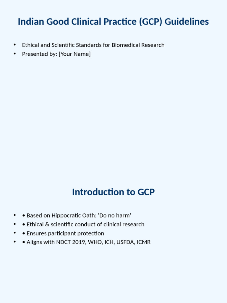 Indian GCP Guidelines Overview | PDF | Clinical Trial | Phases Of ...