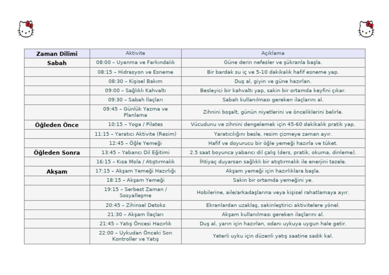 Daily Routine Title TimesBold | PDF