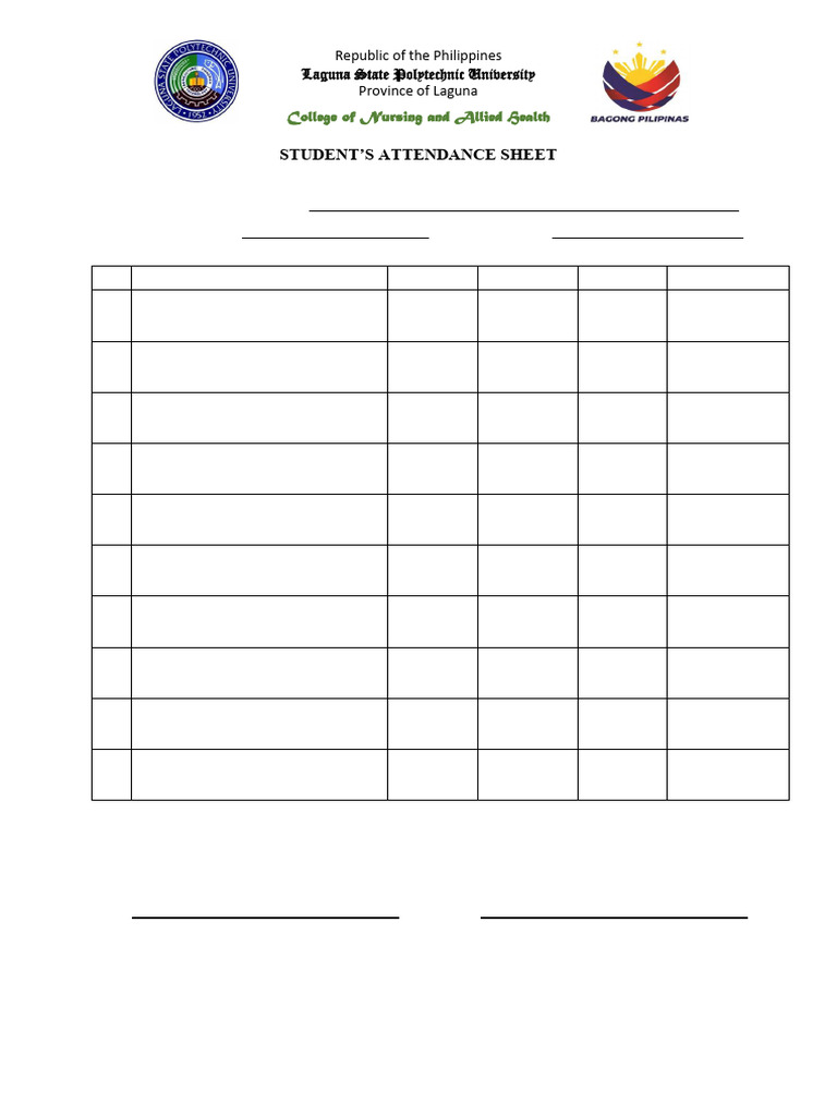 Nursing Attendance Sheet Template | PDF