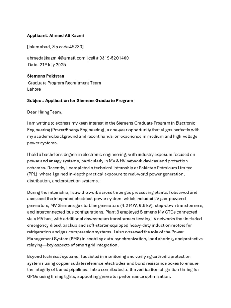 Siemens Graduate Program Application | PDF | Electrical Grid | Electric ...