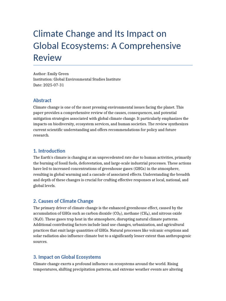 Climate Change's Global Ecosystem Impact | PDF | Climate Change ...