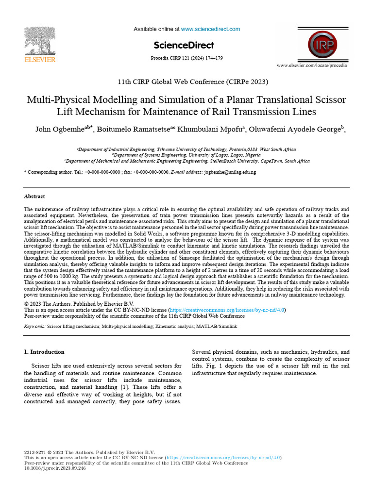 1 s2.0 S2212827123009800 Main | PDF | Simulation | Elevator