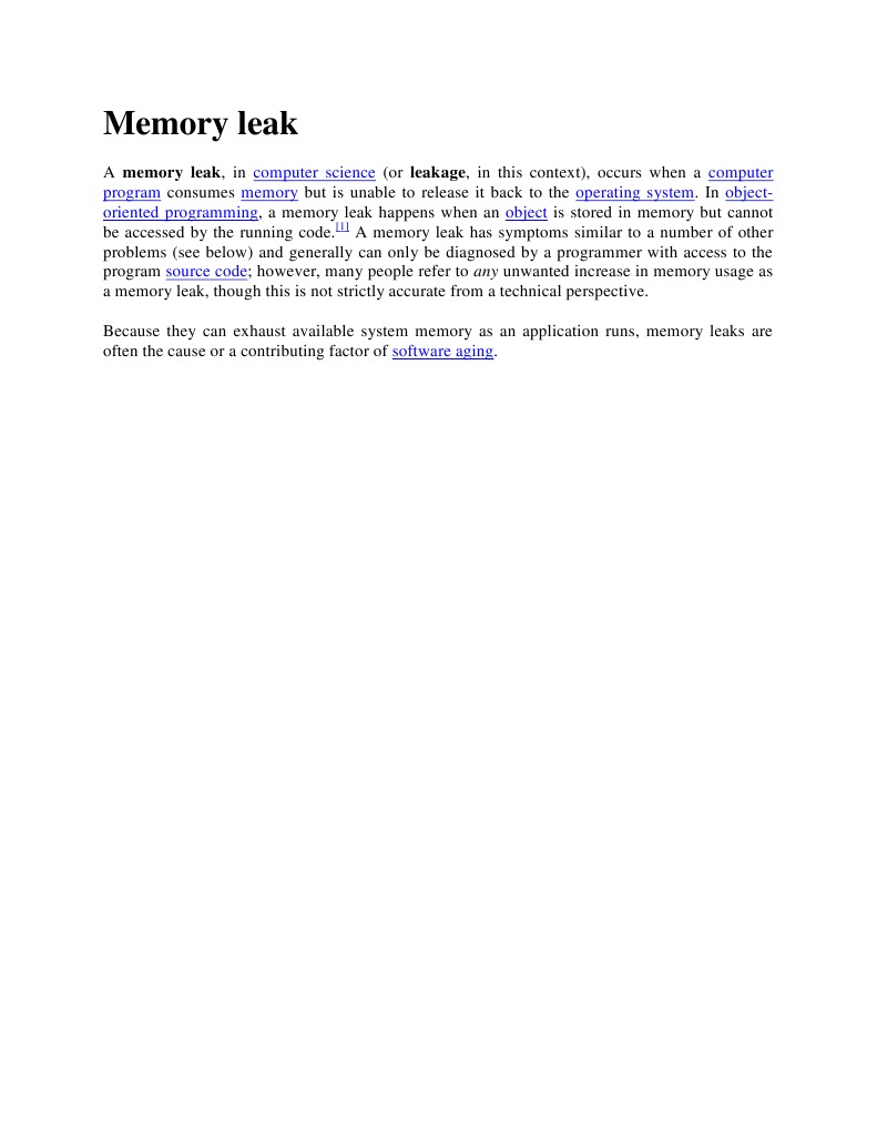 Memory Leak | PDF