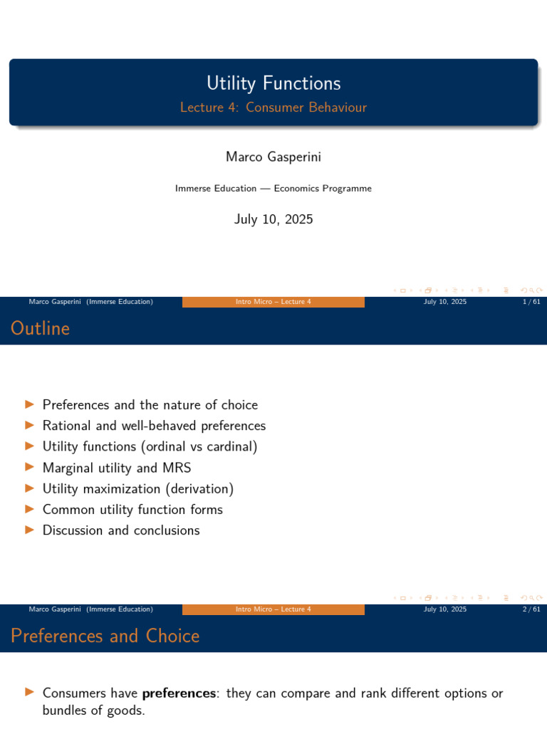 Understanding Utility Functions in Economics | PDF | Utility | Discrete ...