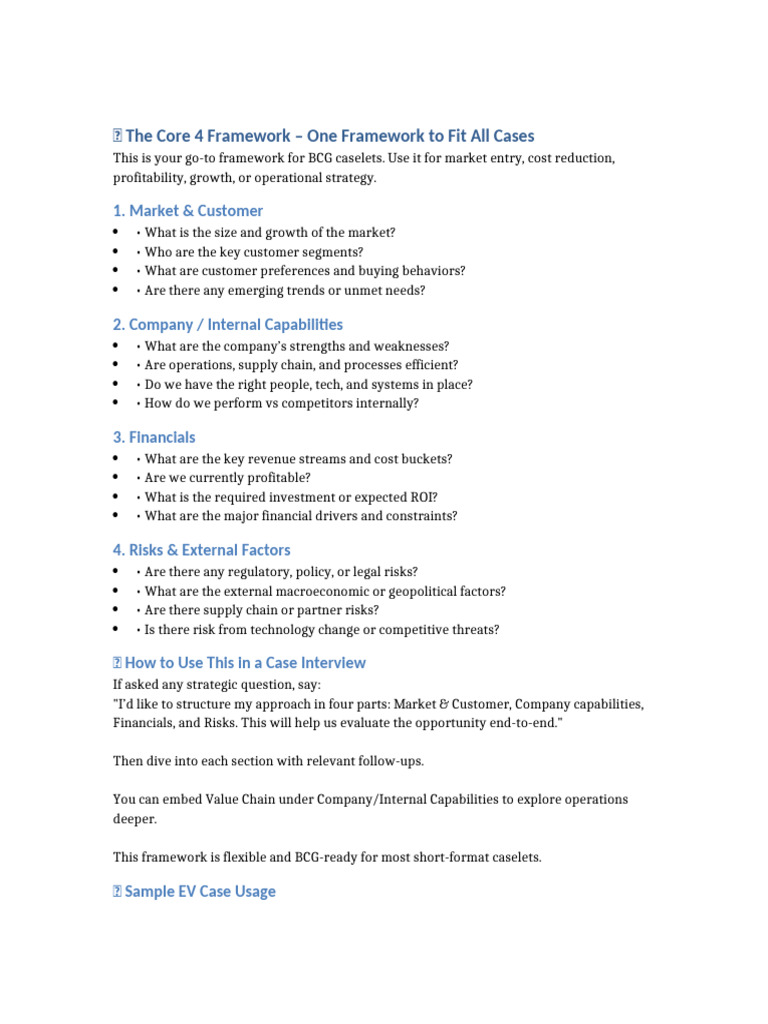 Core 4 Framework for BCG Caselets | PDF