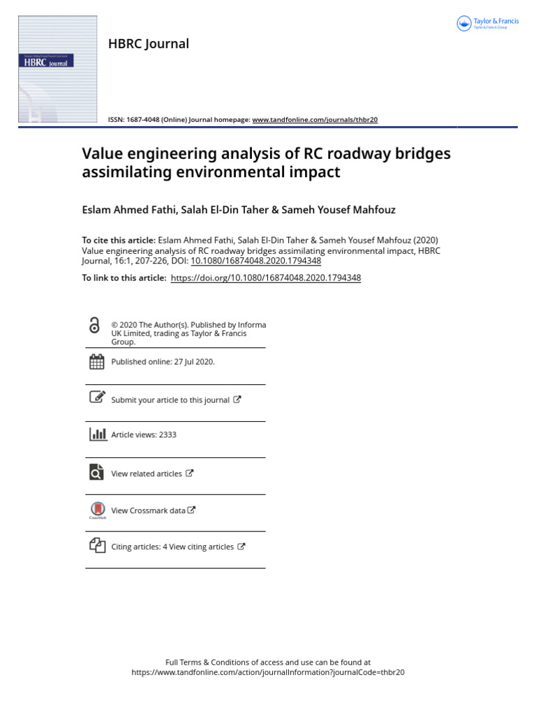 Value Engineering Analysis of RC Roadway Bridges Assimilating ...