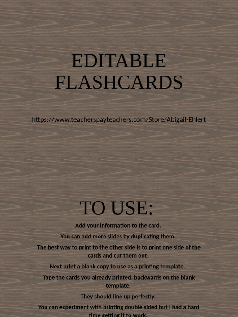 EditableFlashcardTemplate 1 | PDF