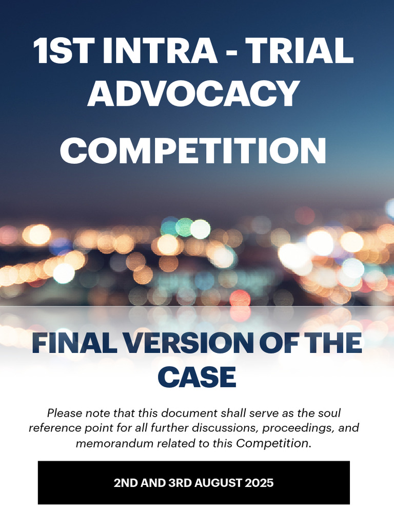 Intra-Trial Advocacy Competition Case | PDF | Thorax | Vagina