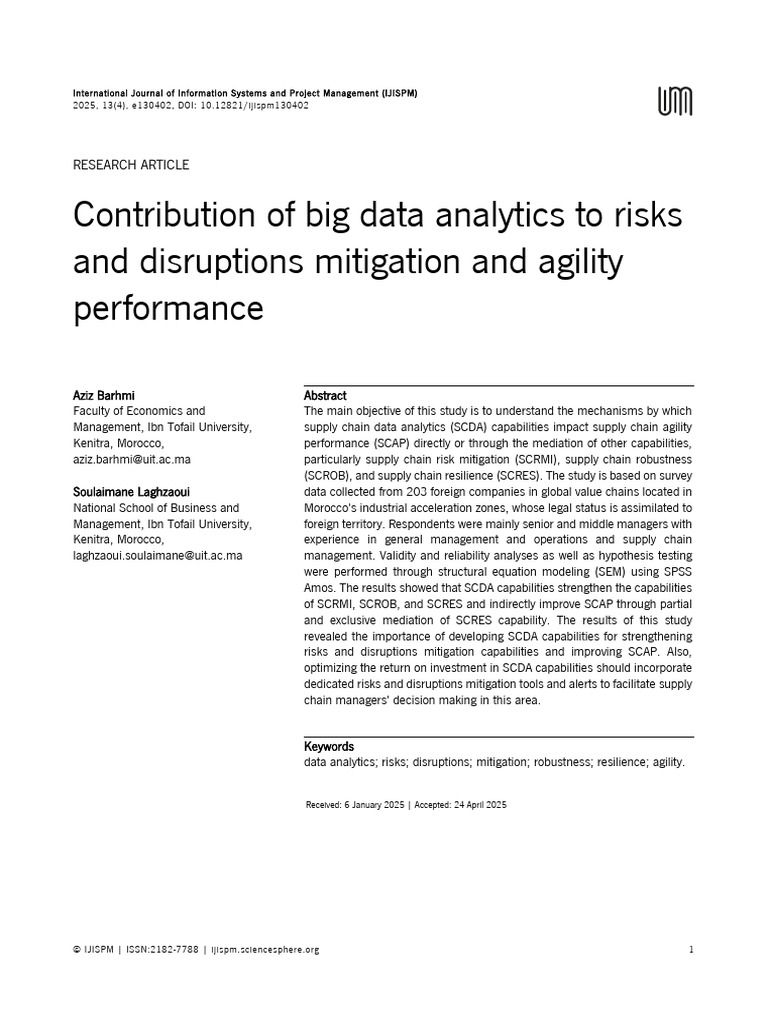 Big Data Analytics in Supply Chain Agility | PDF | Supply Chain ...