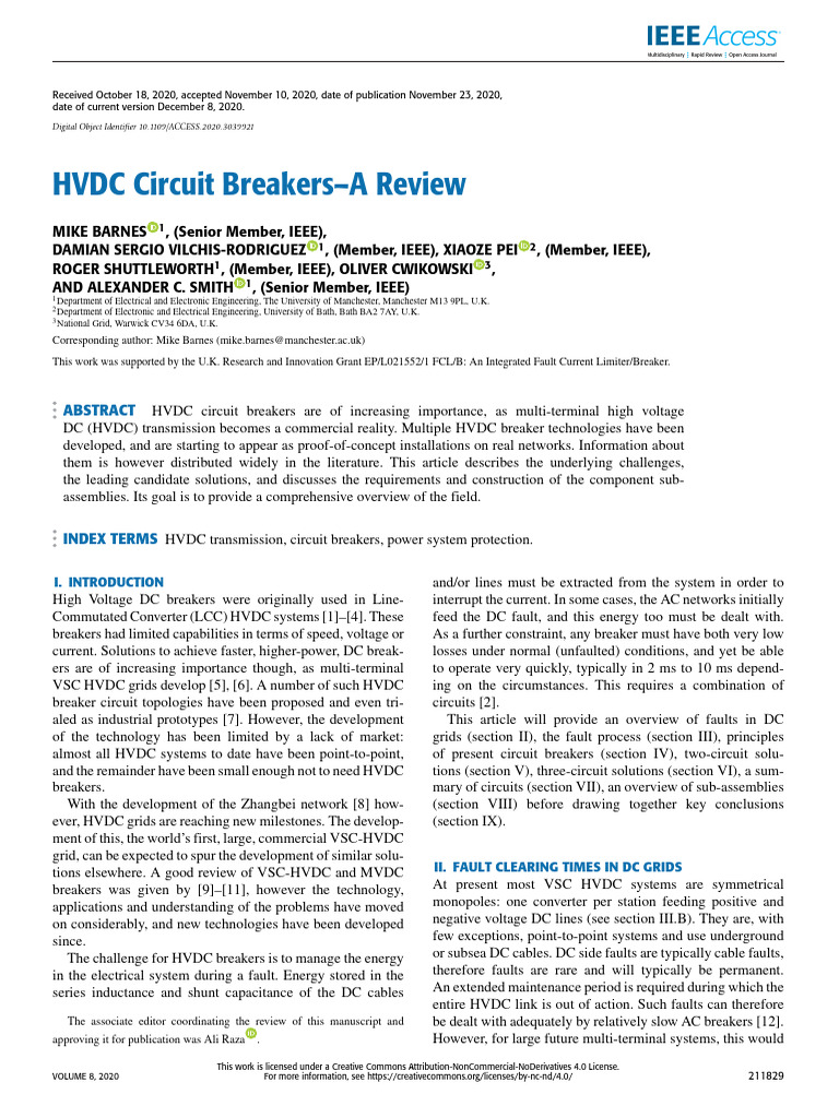 HVDC - Circuit - BreakersA - Review | PDF | High Voltage Direct Current ...