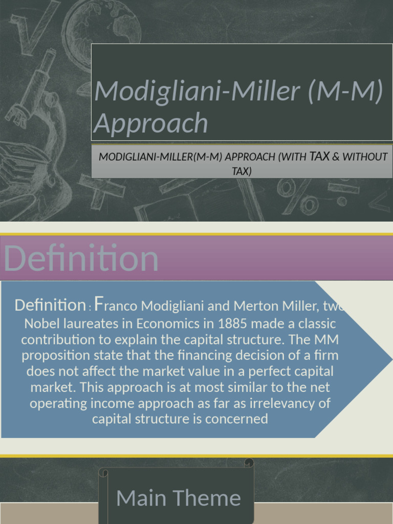 Modigliani Miller (M M) Approch | PDF | Capital Structure | Cost Of Capital